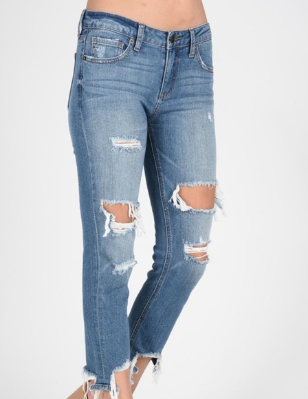 JBD Mid-rise Distressed Boyfriend Skinny with Destroyed Hem size 25 - Picture 1 of 11